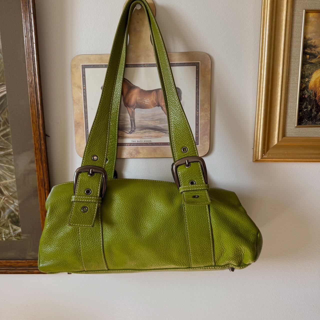 Green leather buckle bag