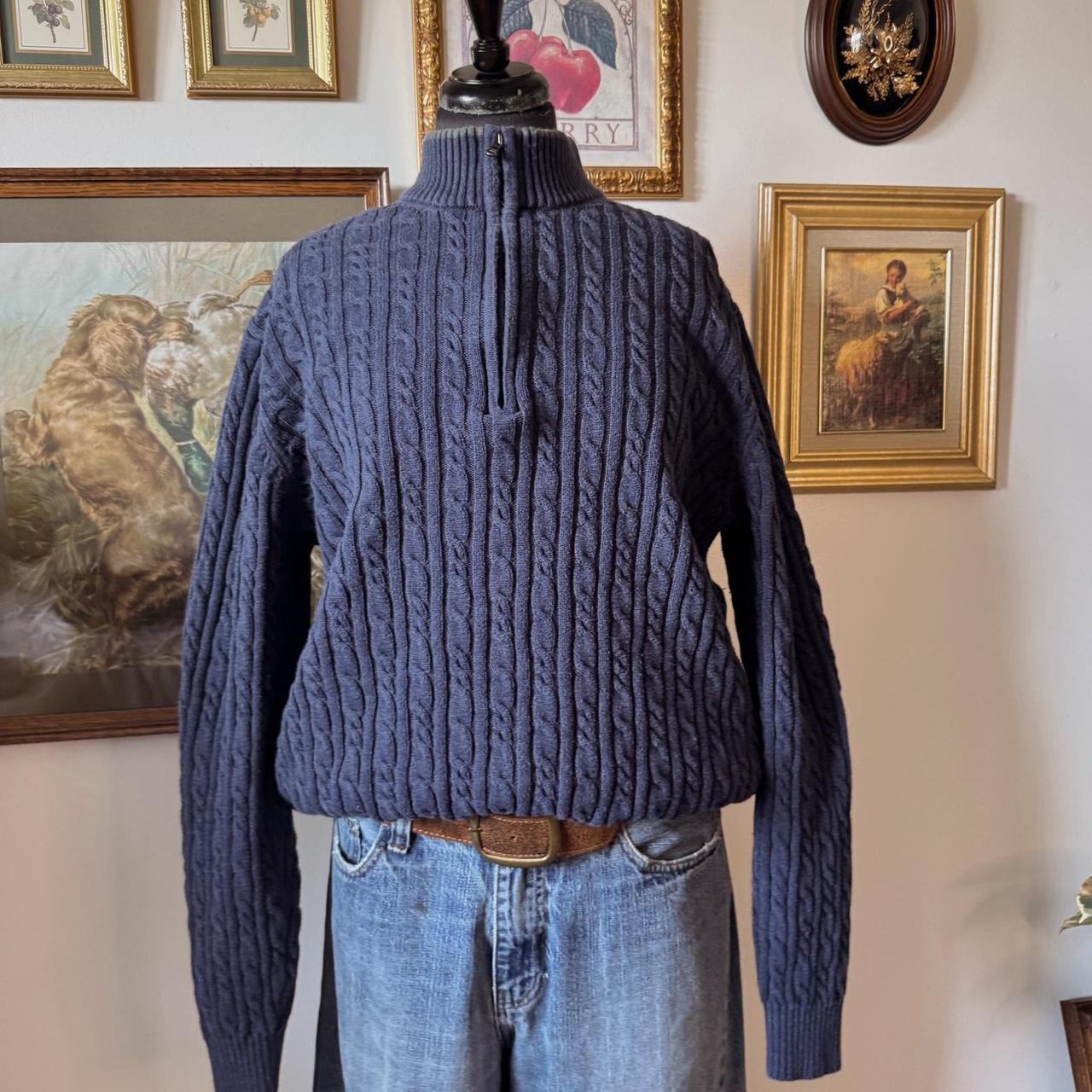 Navy cable knit mock neck sweater (XL)
