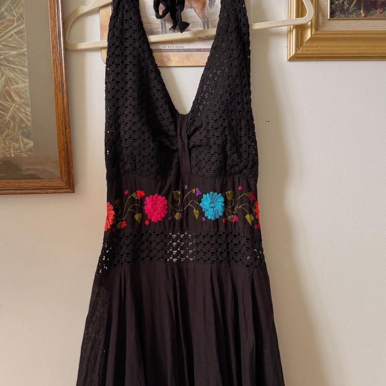 Black cotton halter dress (L)