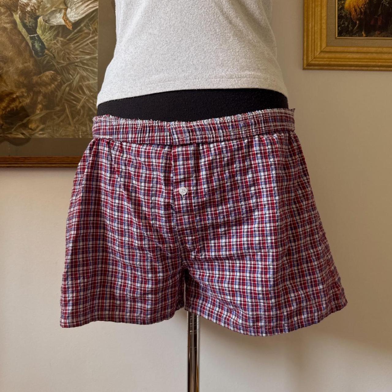 Burgundy plaid boxer shorts (S/M)