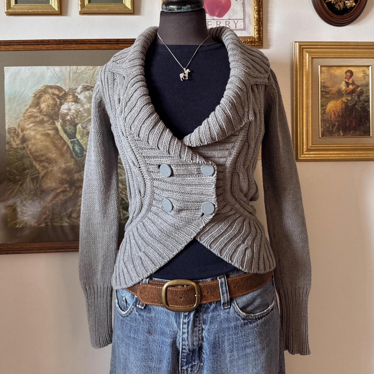 Grey cable knit shrug cardigan (S)