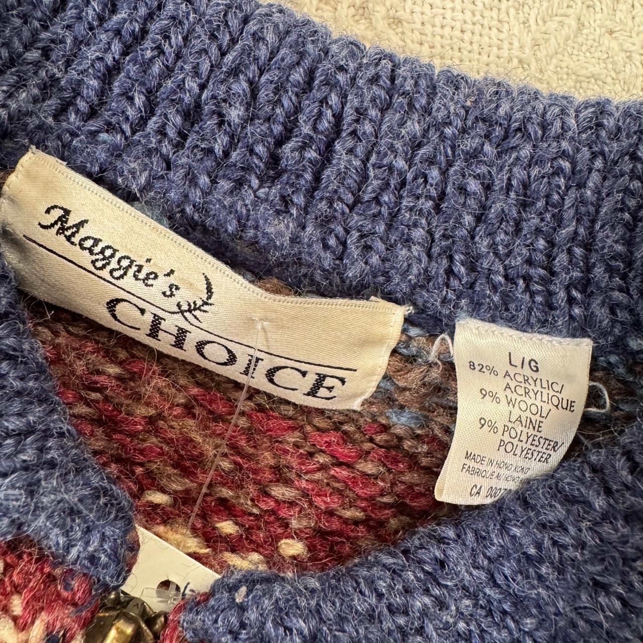 Vintage striped knit zip up sweater (L)