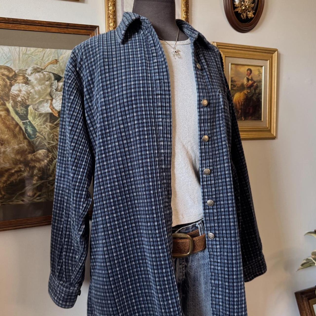 Blue plaid soft button up (S)