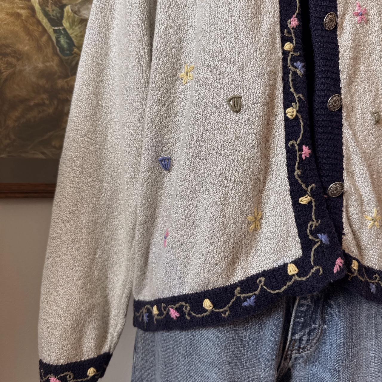Grey cottage floral cardigan (L)