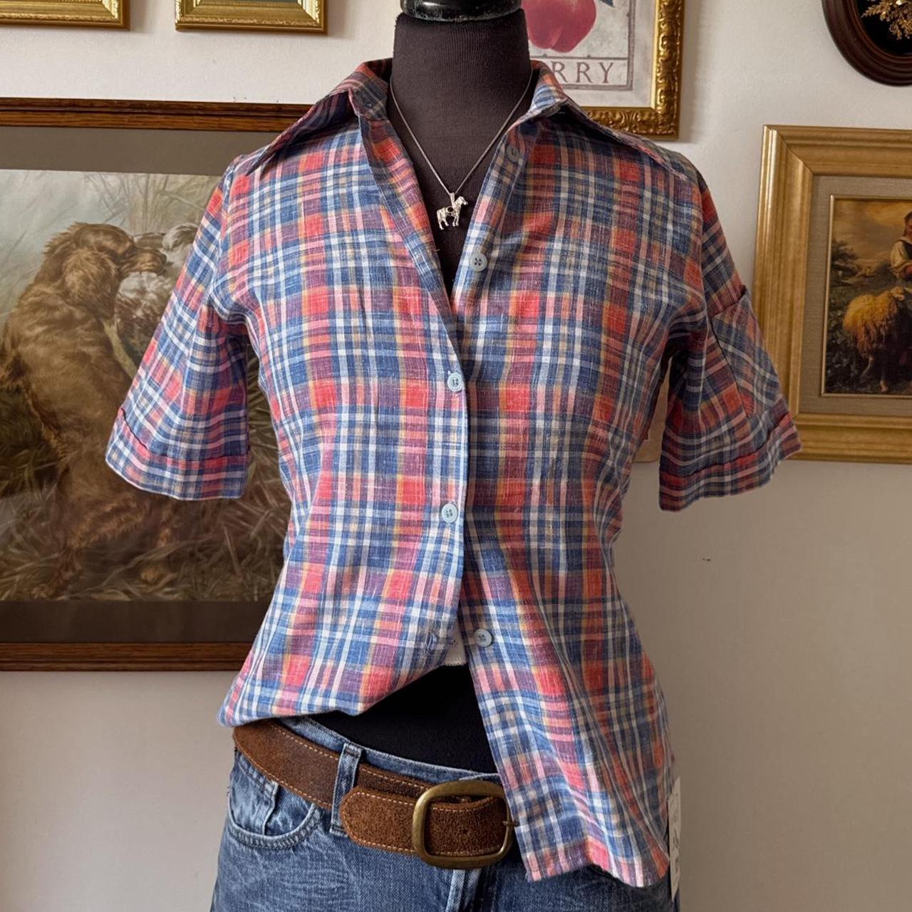 70s plaid button up (S)