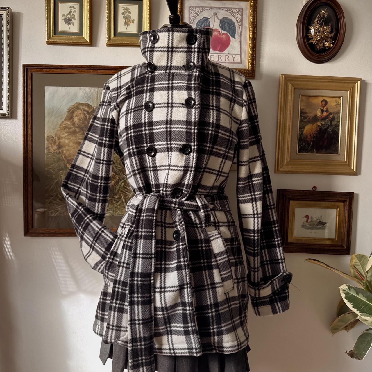 Cozy fleece funnel neck trench coat (M)