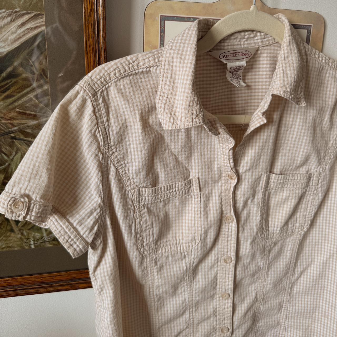 Cream gingham button up (M)