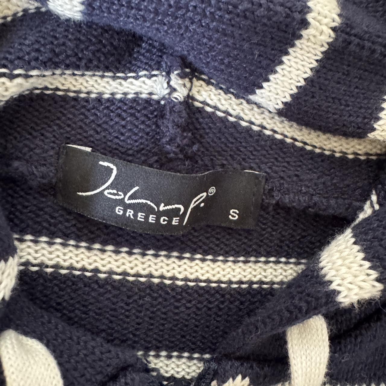 Navy striped knit zip up hoodie (S)