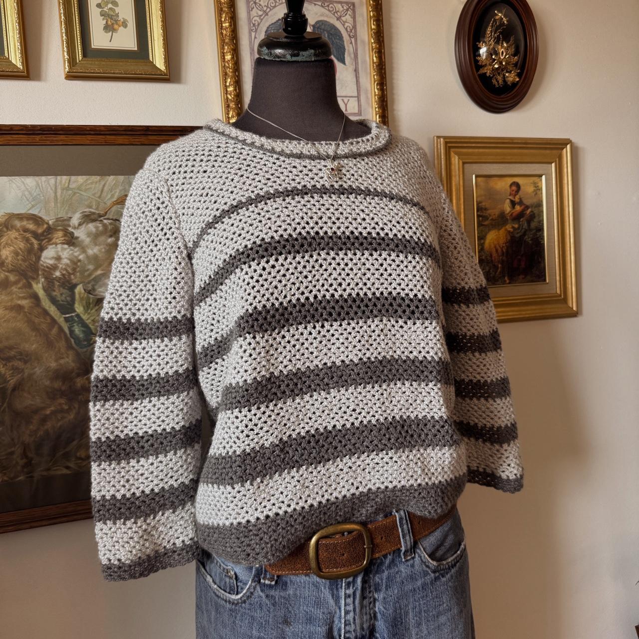 Grey striped knit sweater (S)