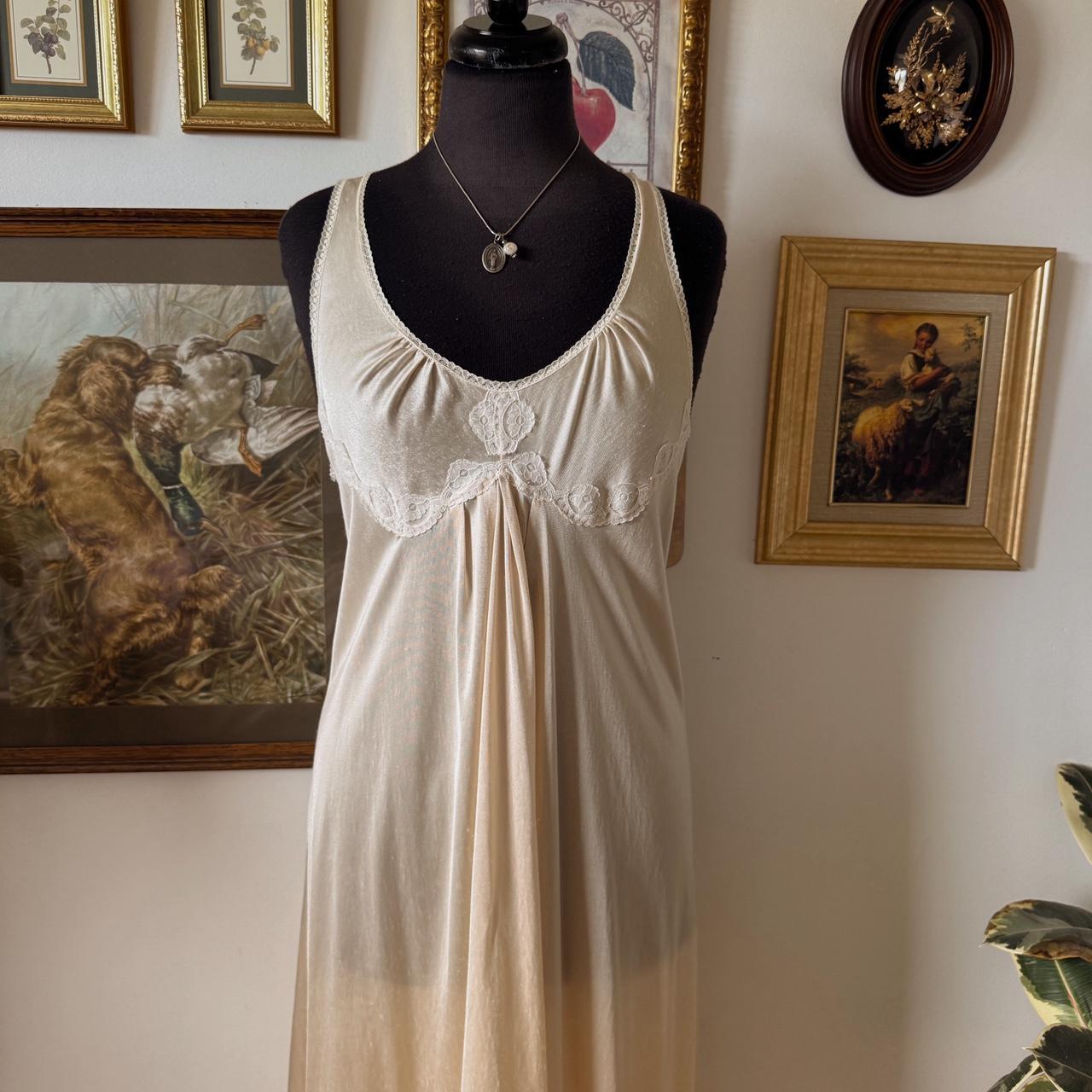 Cream lace maxi slip dress (S)
