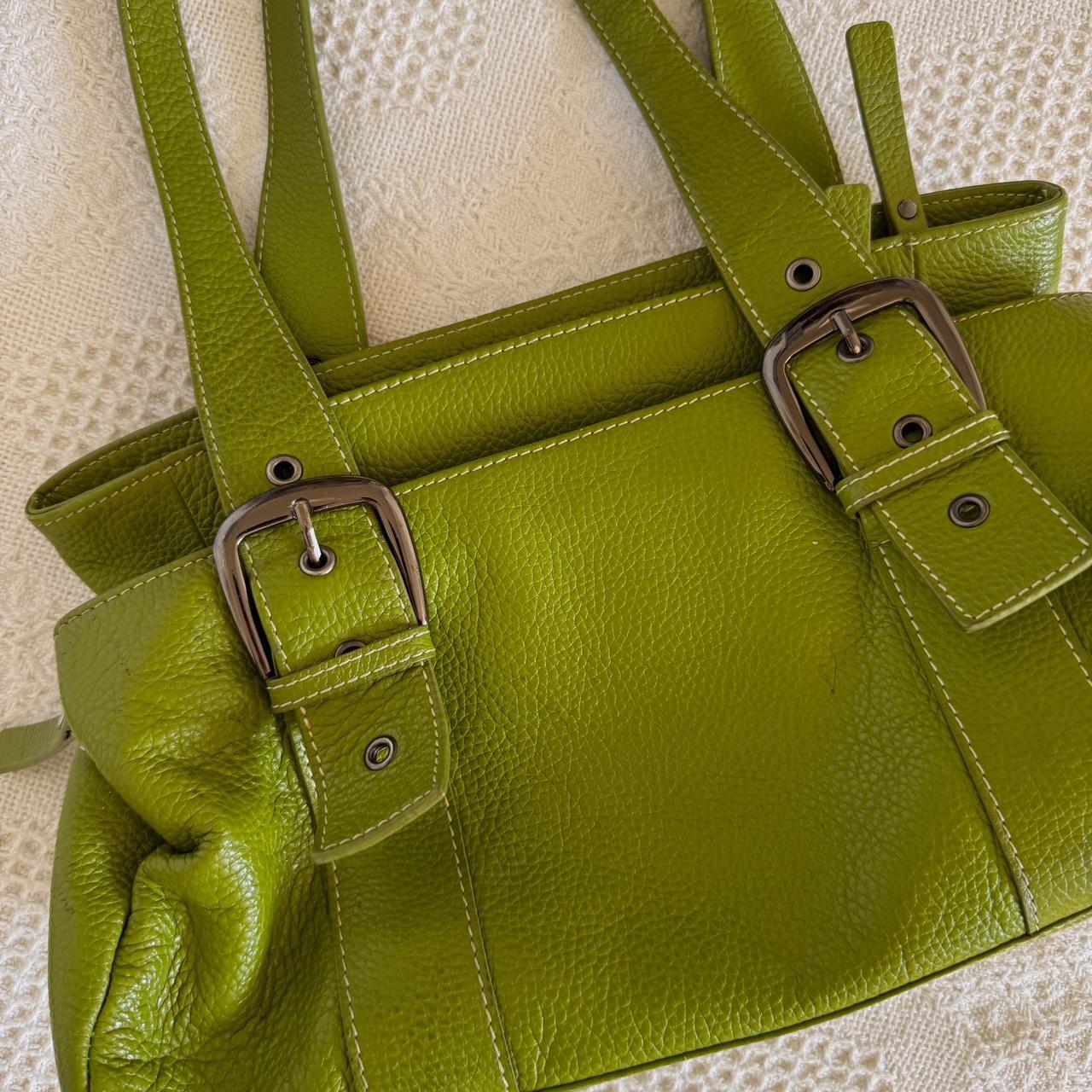 Green leather buckle bag
