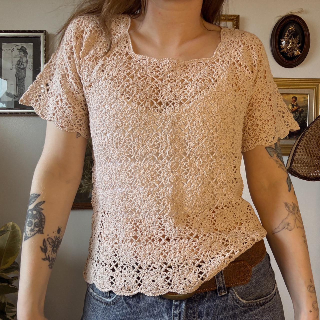 Cream crochet fairy top (M)