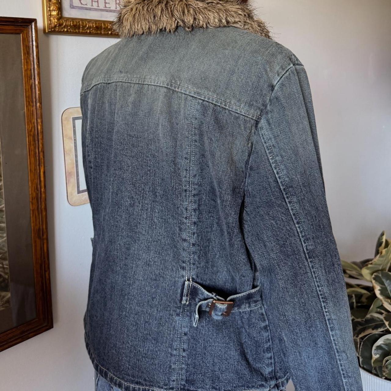 Y2k fur collar denim jacket (S/M)