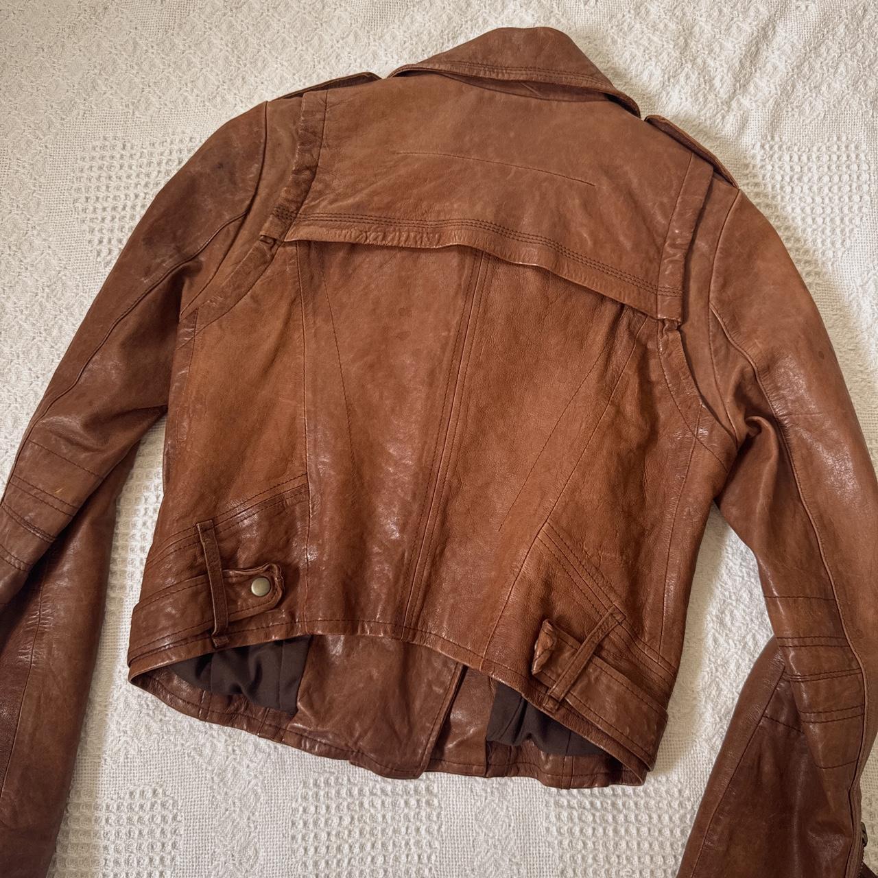 Vintage boho brown leather jacket (XS)