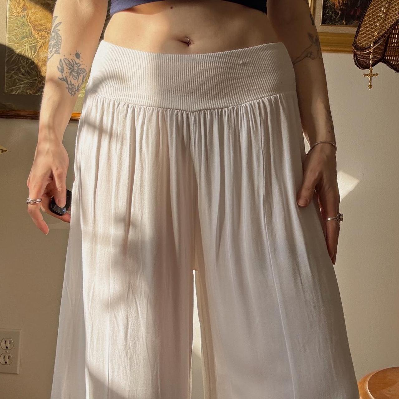 White wide leg pants (M)