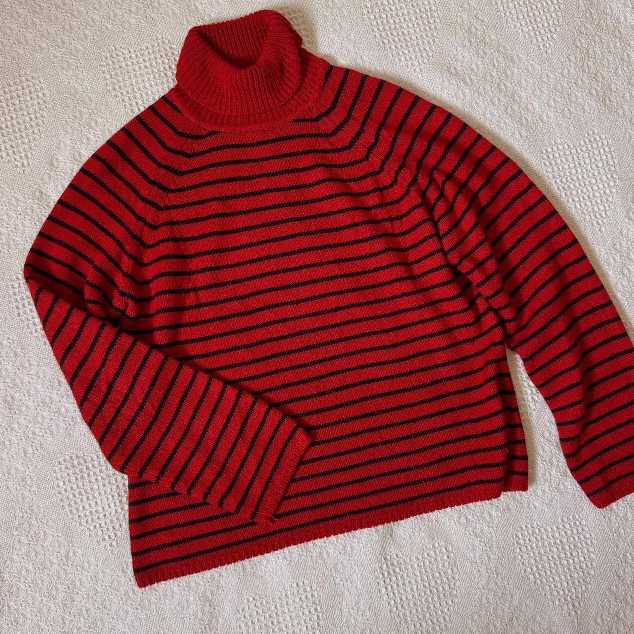 Red striped cozy knit sweater (S/M)