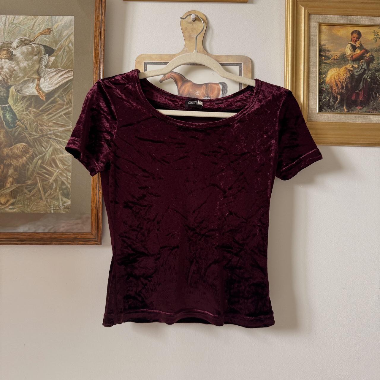 90s burgundy velvet baby tee (S)