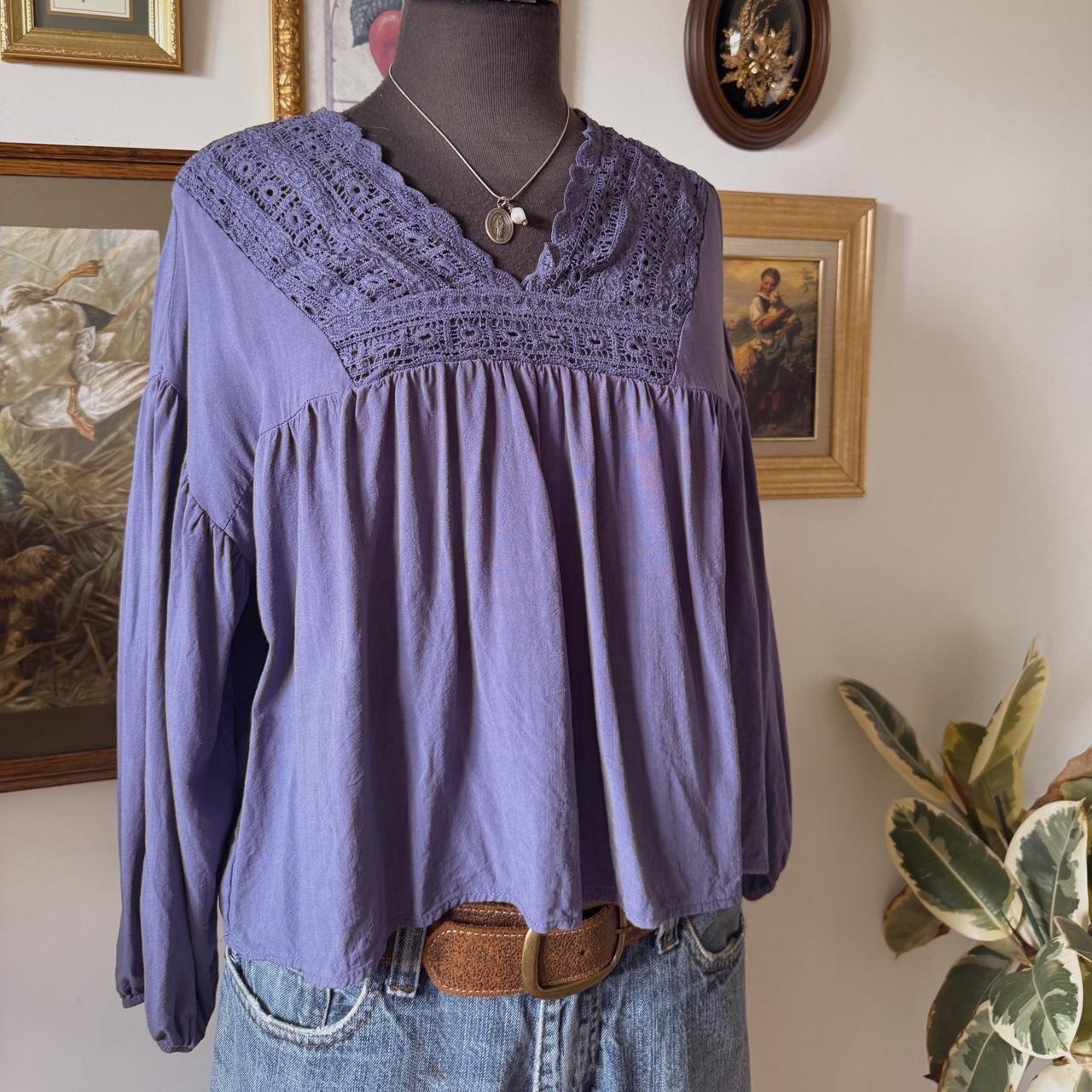 Lilac boho lace blouse (M)