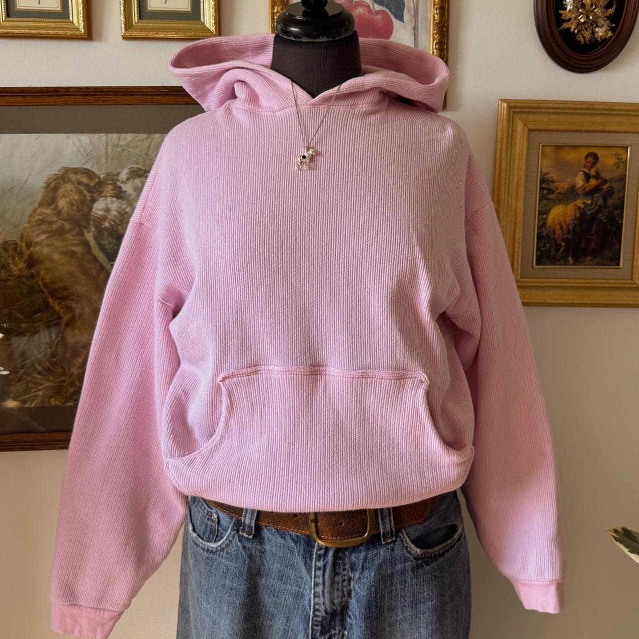 Blossom pink ribbed vintage hoodie (S)