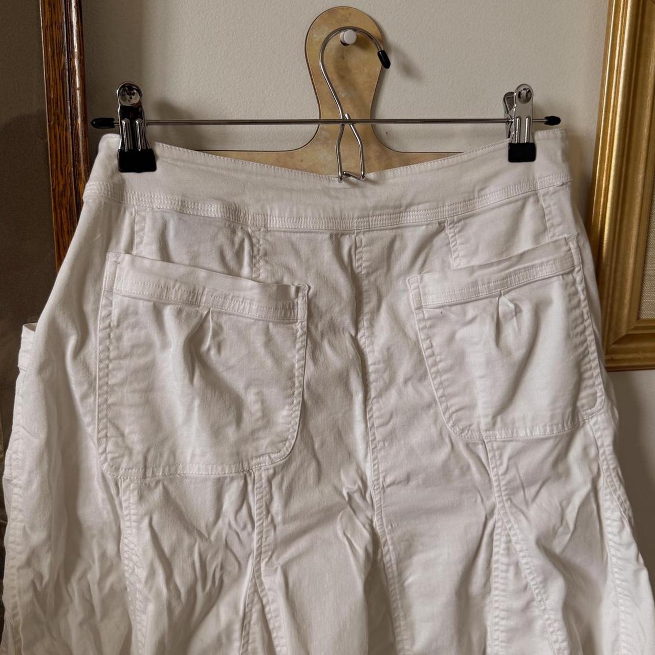 Boho white pleated midi skirt (M)