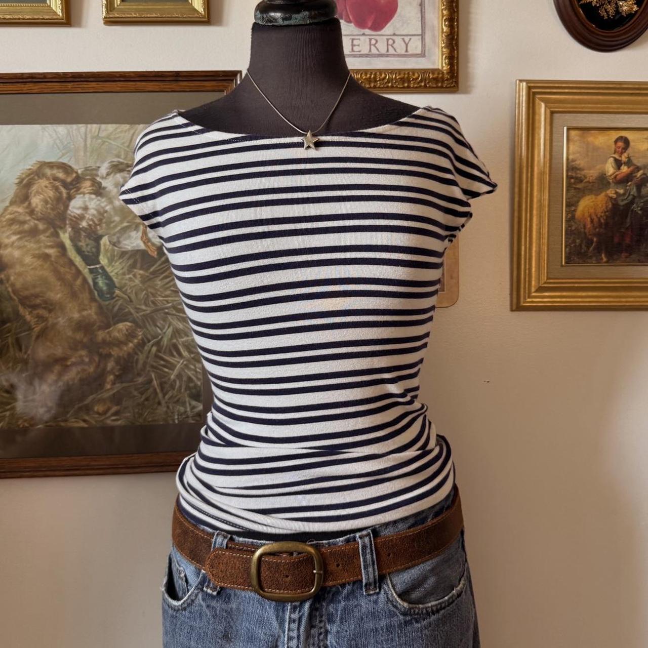 Striped boatneck fitted tee (XS)
