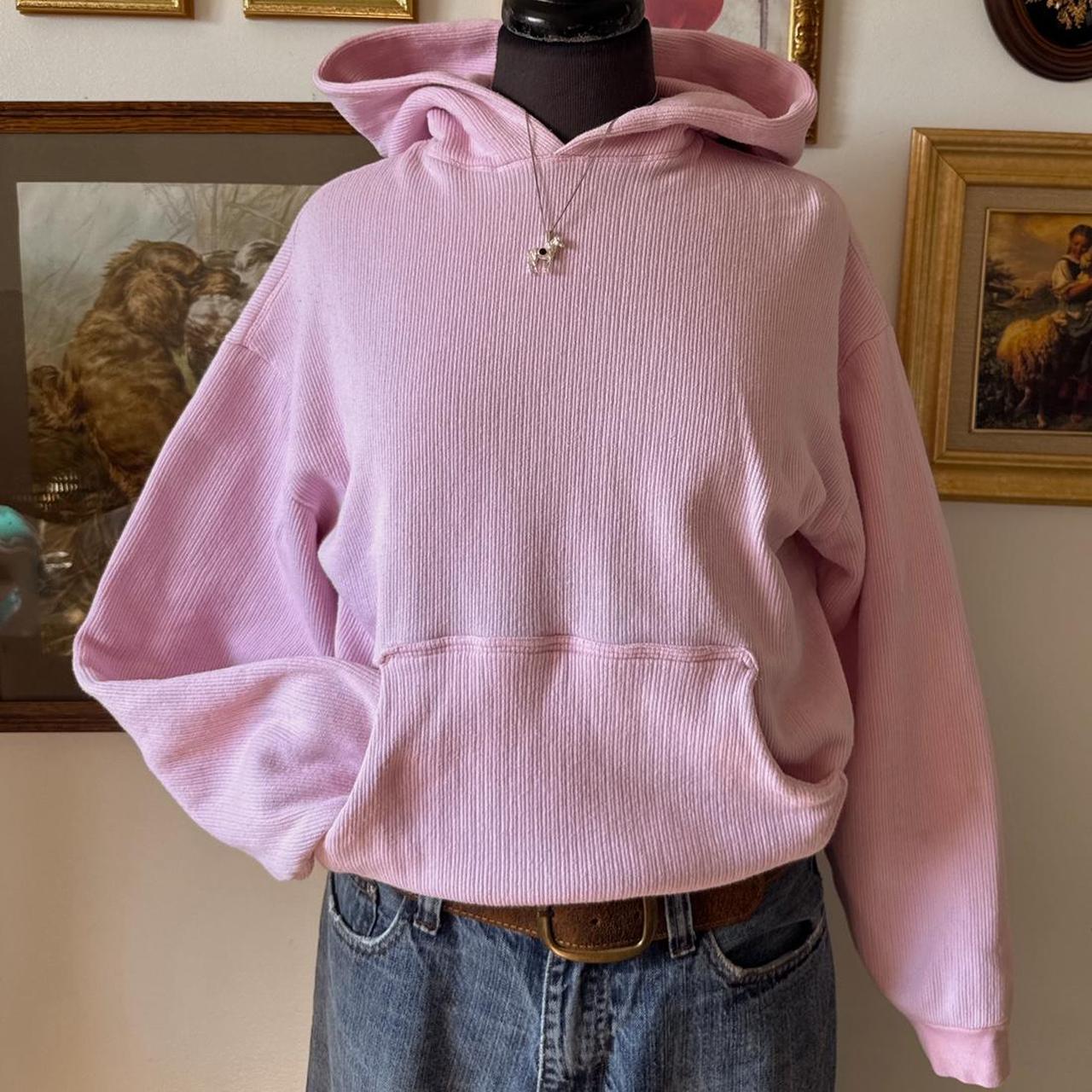 Blossom pink ribbed vintage hoodie (S)