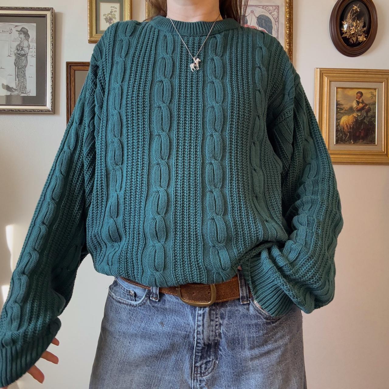 Green oversized cable knit (XL)