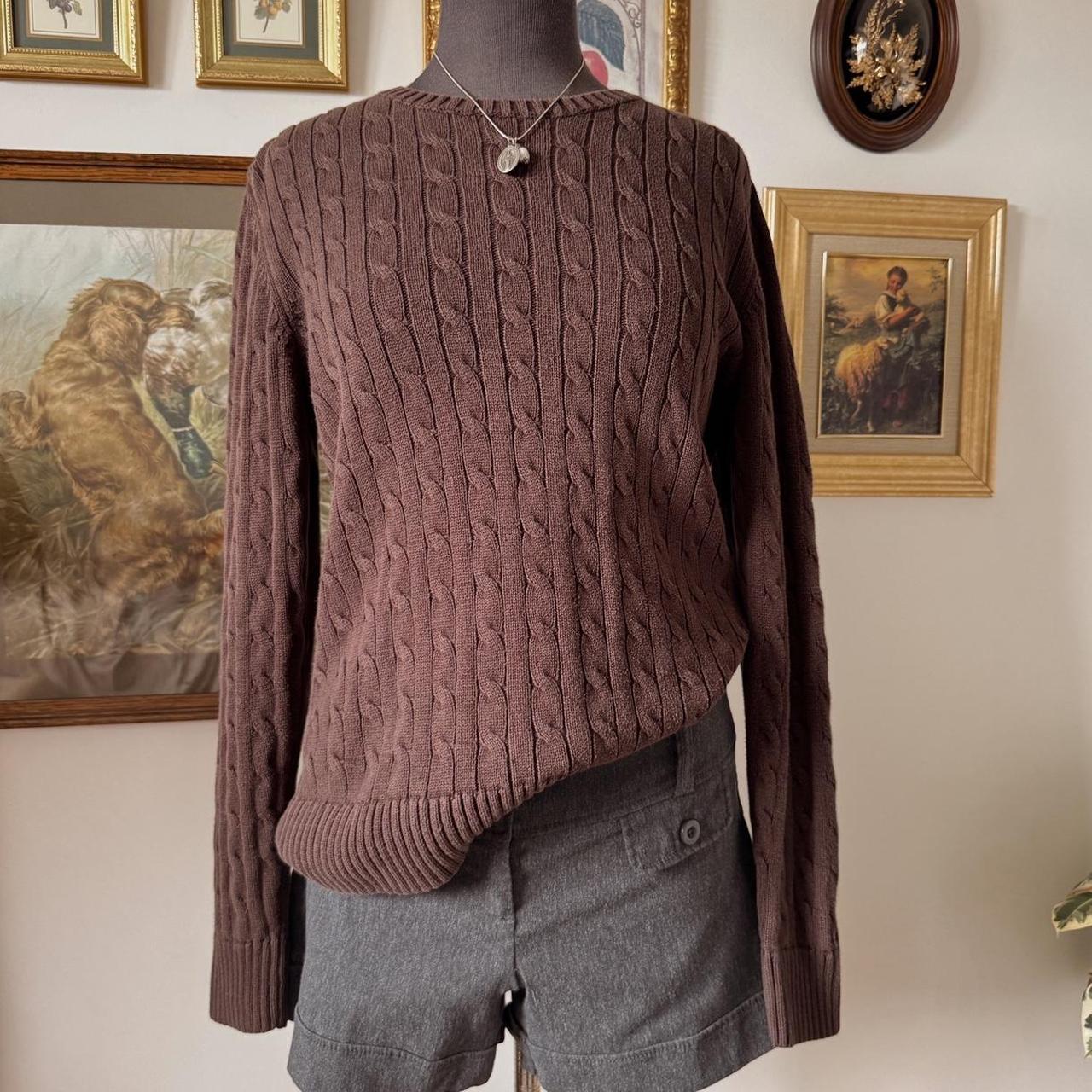 Brown cotton cable knit sweater (M)