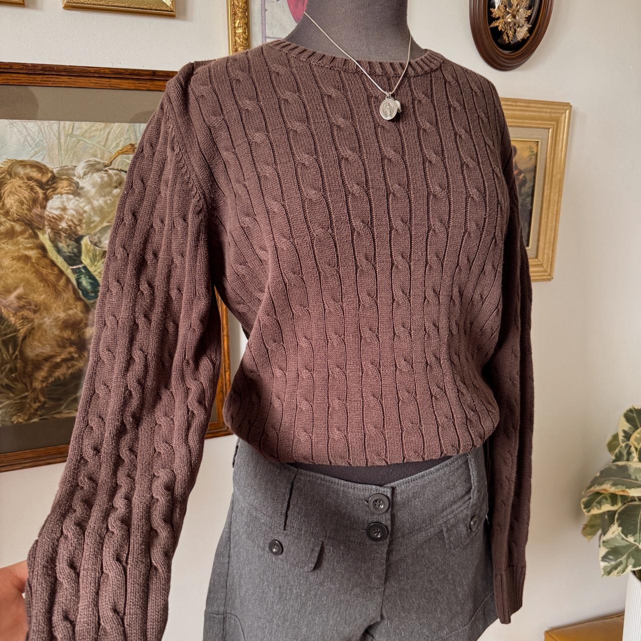 Brown cotton cable knit sweater (M)