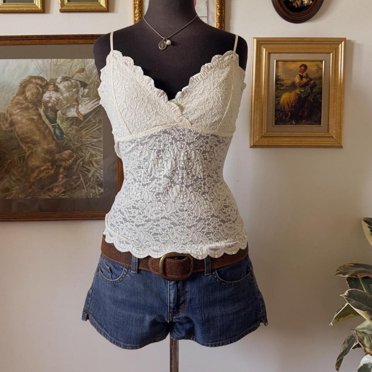 Cream lace cami top (L)