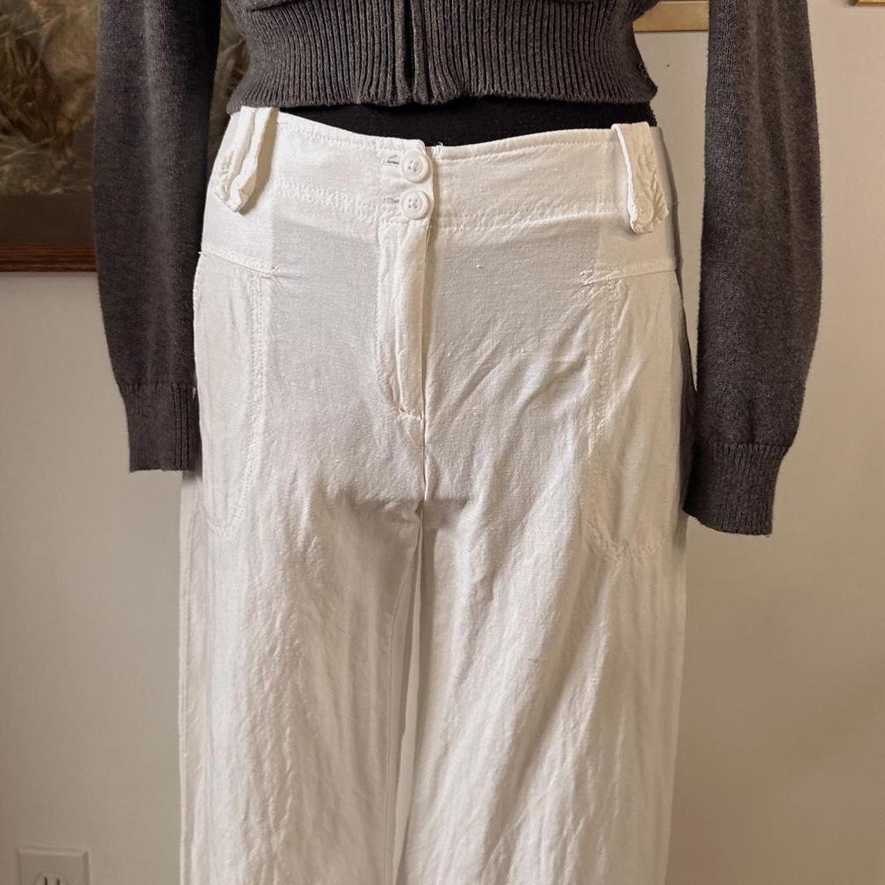 White linen wide leg pants (S)