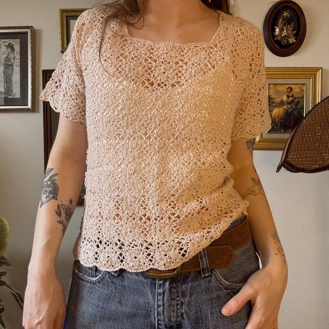Cream crochet fairy top (M)