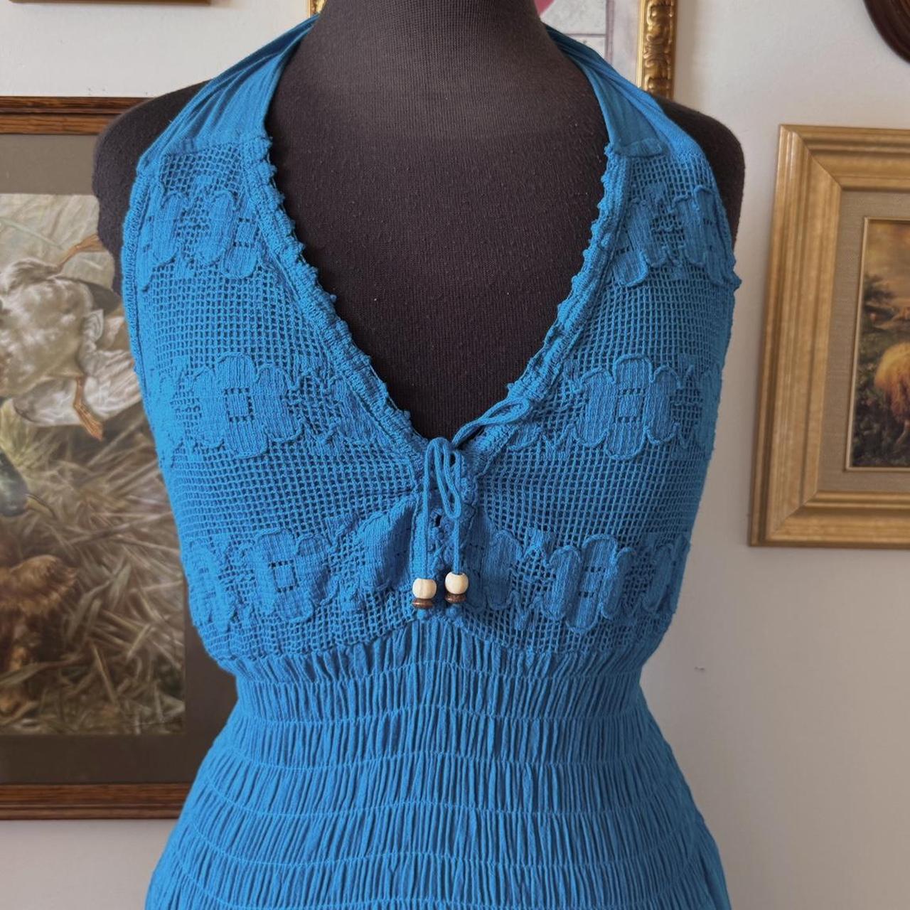 Blue boho fairy midi dress (M)