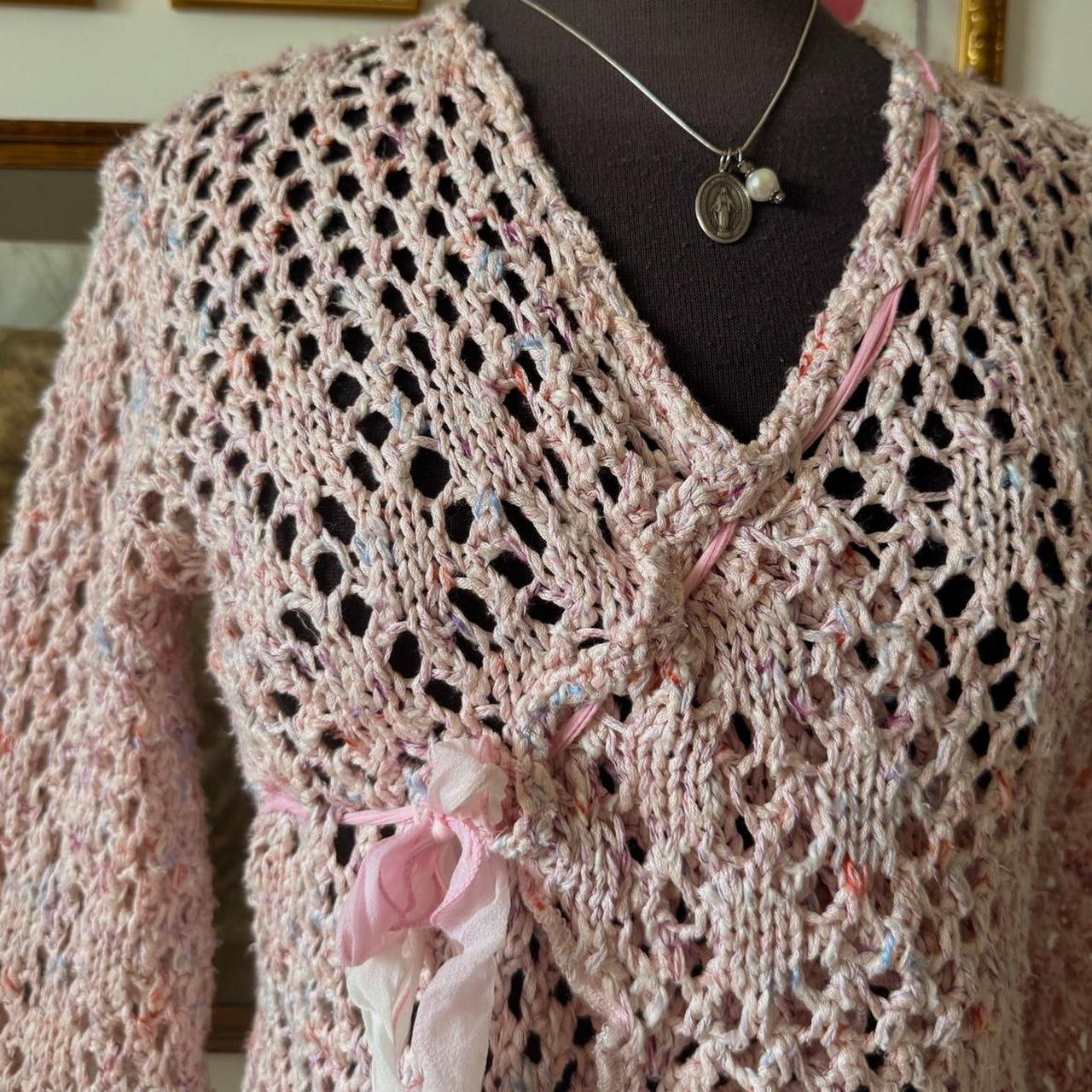 Pink crochet fairy knit top (S)