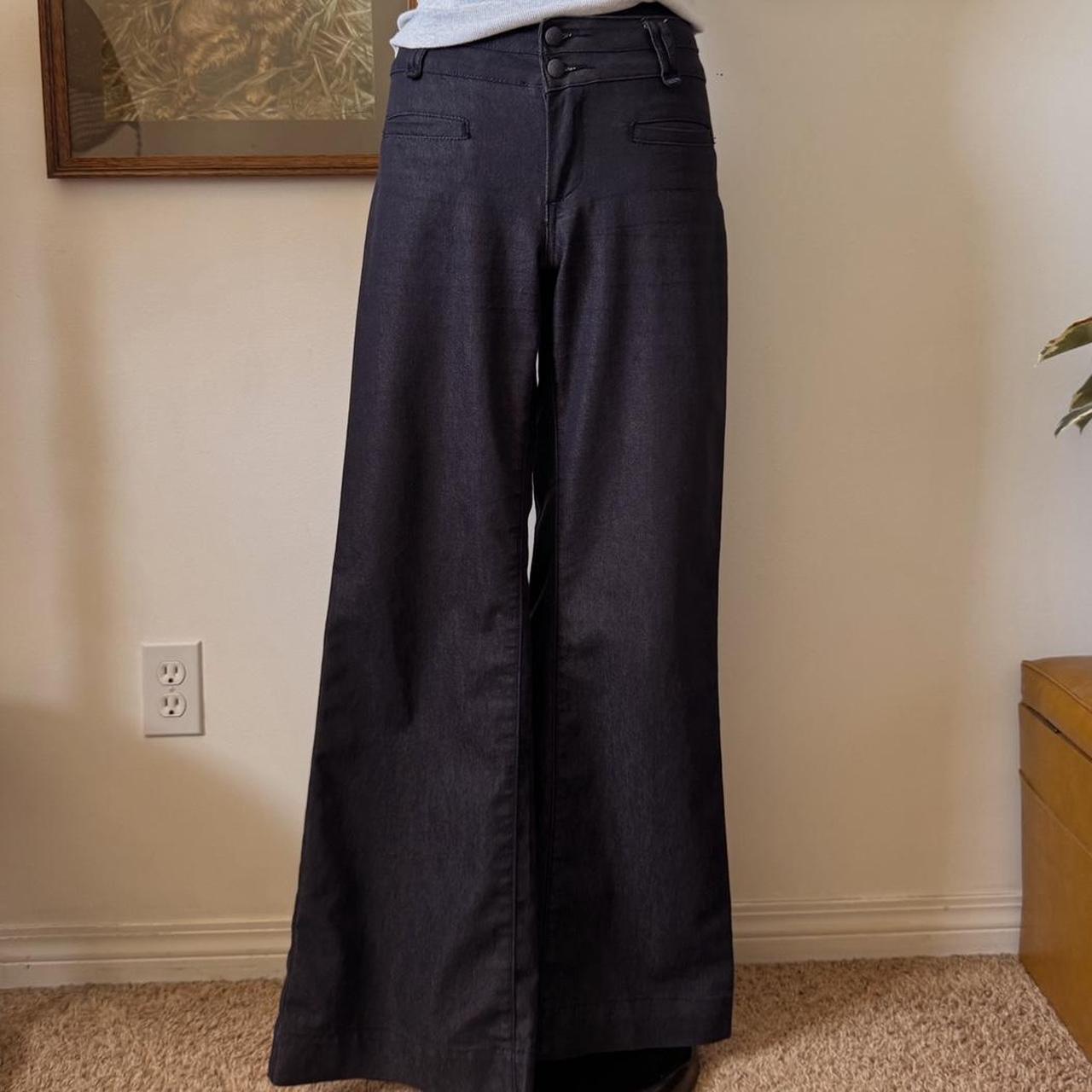 Dark navy wide leg trouser (S)