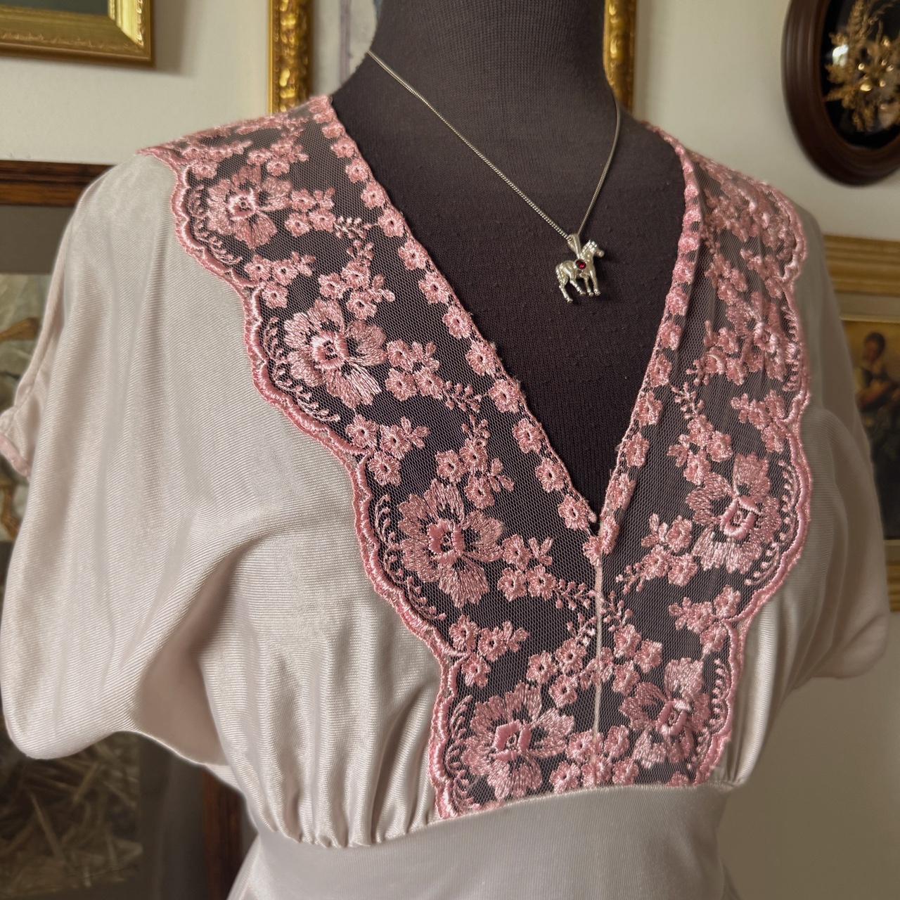 Pink satin lace dress (S/M)