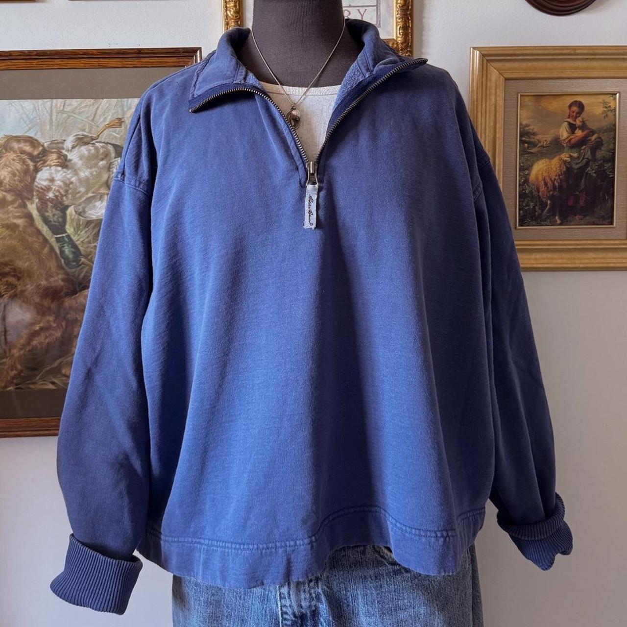 Navy blue slouchy quarter zip sweater (L)