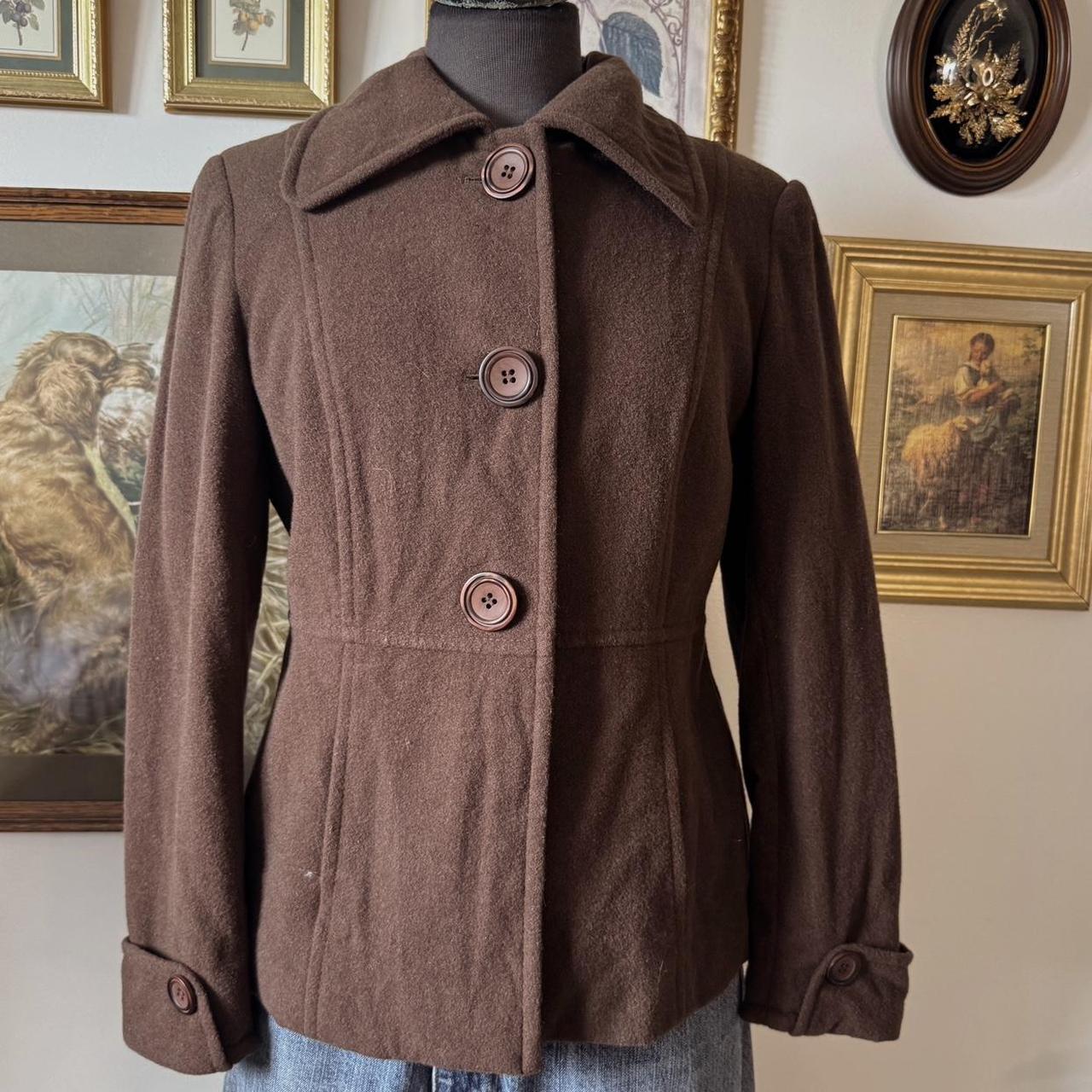 Brown wool pea coat (M)