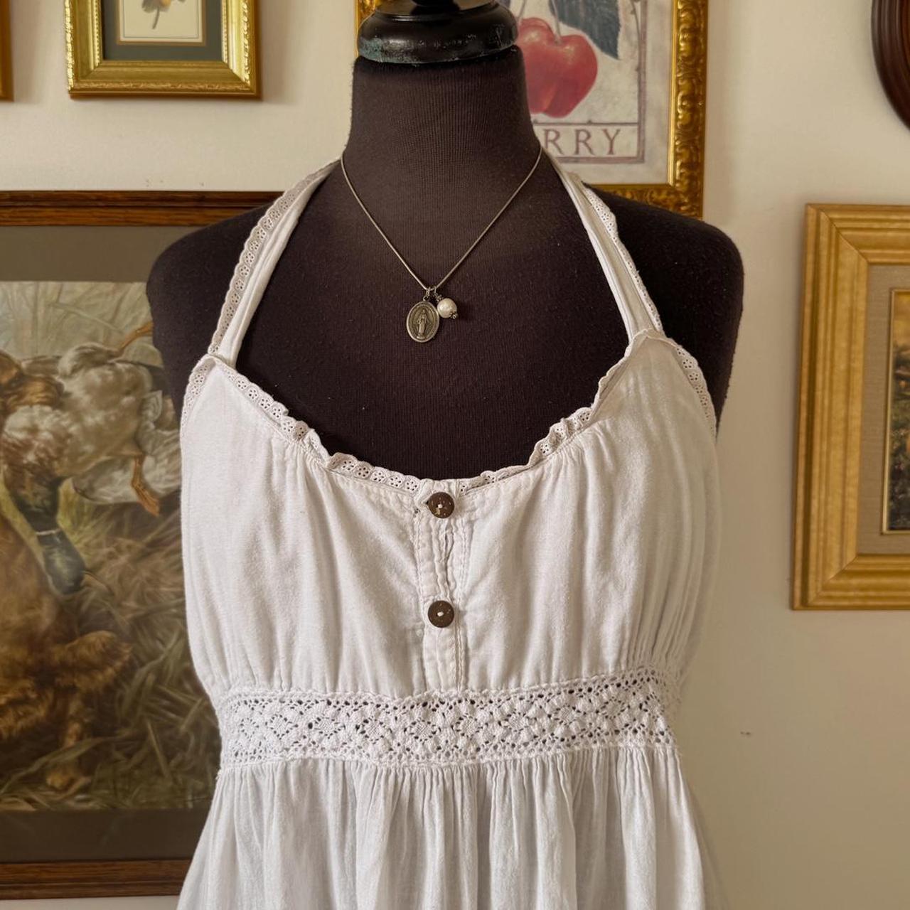 White ruffle halter dress (L)