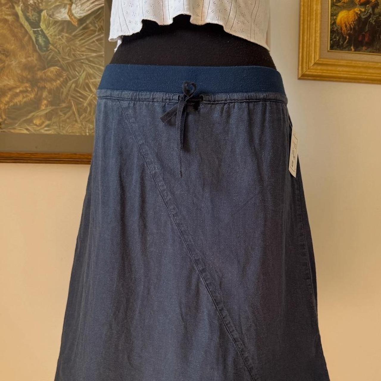 Navy hemp midi skirt (S)