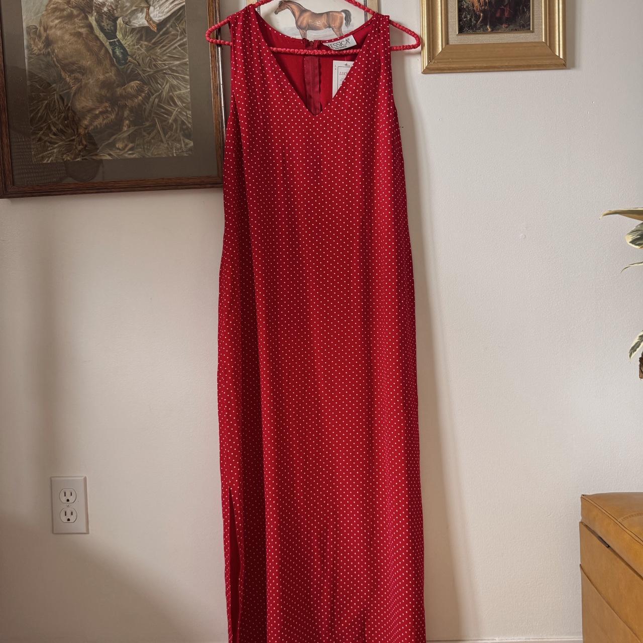 Red polka dot maxi dress (L)