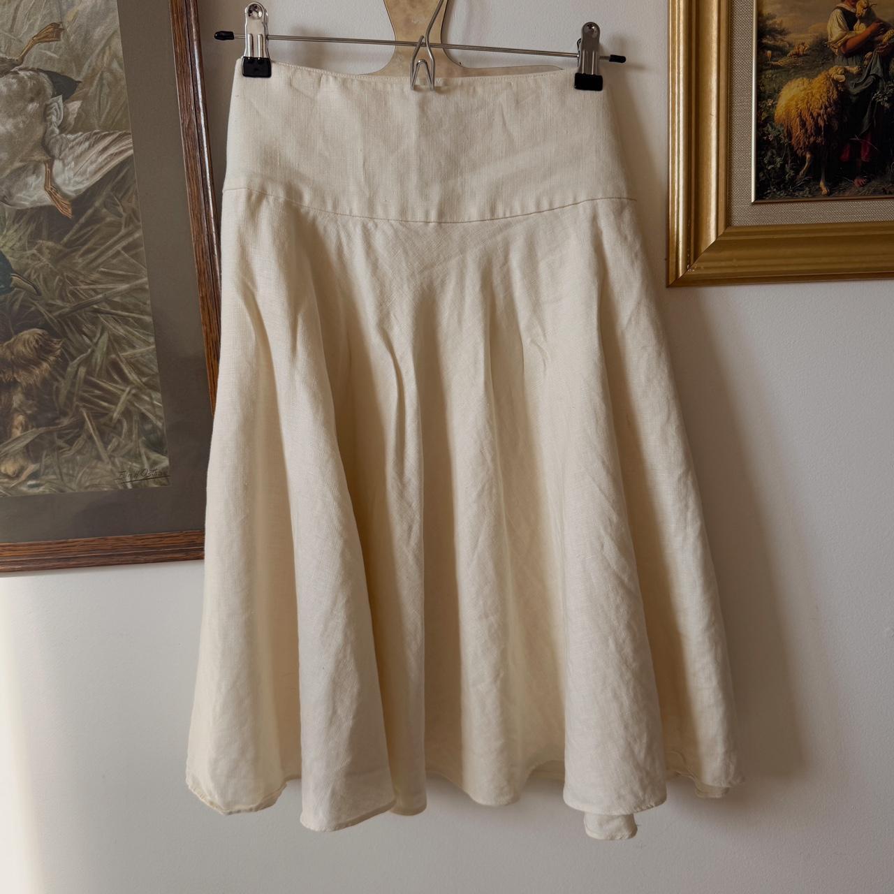 Cream linen midi skirt (S-L)