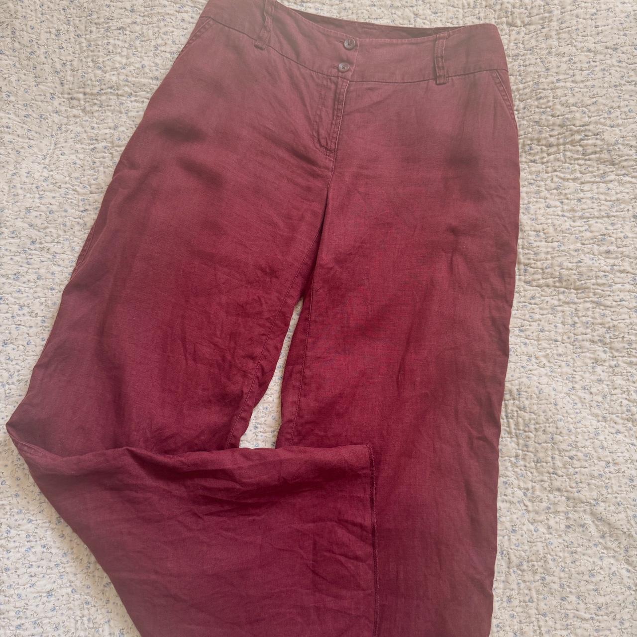 Burgundy linen wide leg pants (M/L)