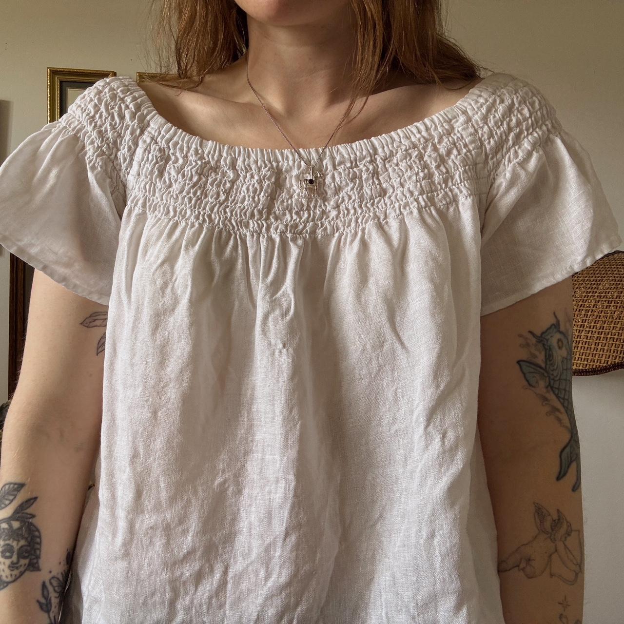 White linen boho top (M)