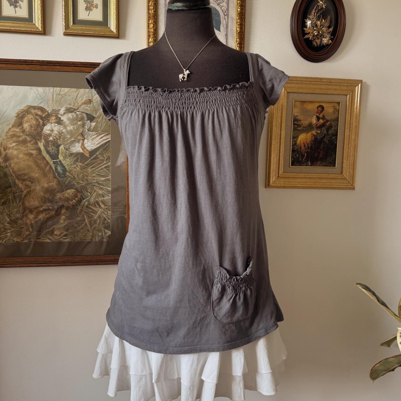 Y2K grey babydoll top (M)