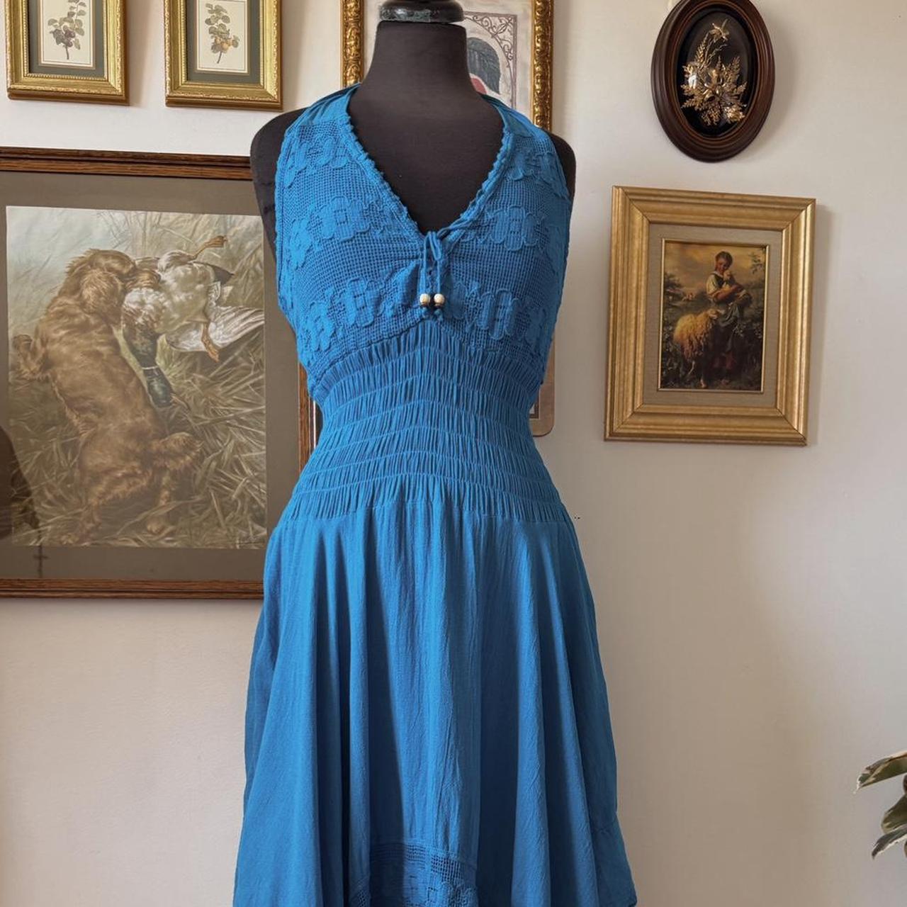 Blue boho fairy midi dress (M)