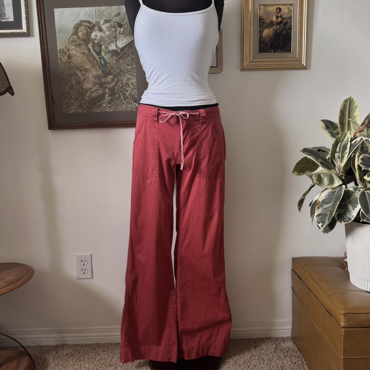Soft red flare cotton pants (S)