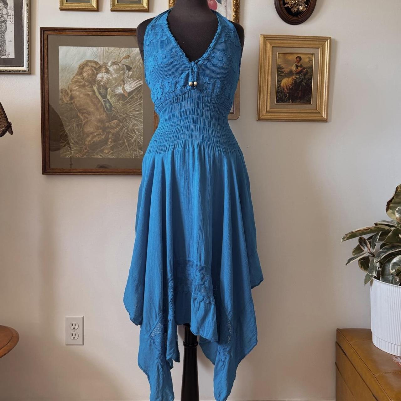 Blue boho fairy midi dress (M)