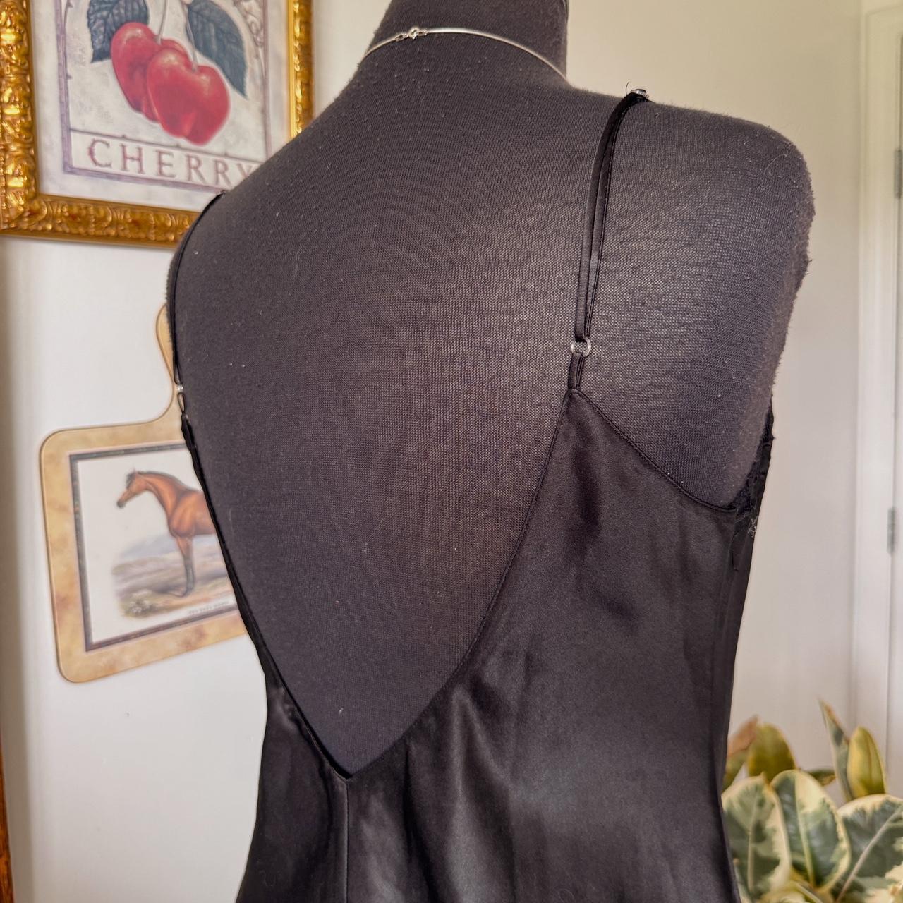 Black satin slip dress (L)