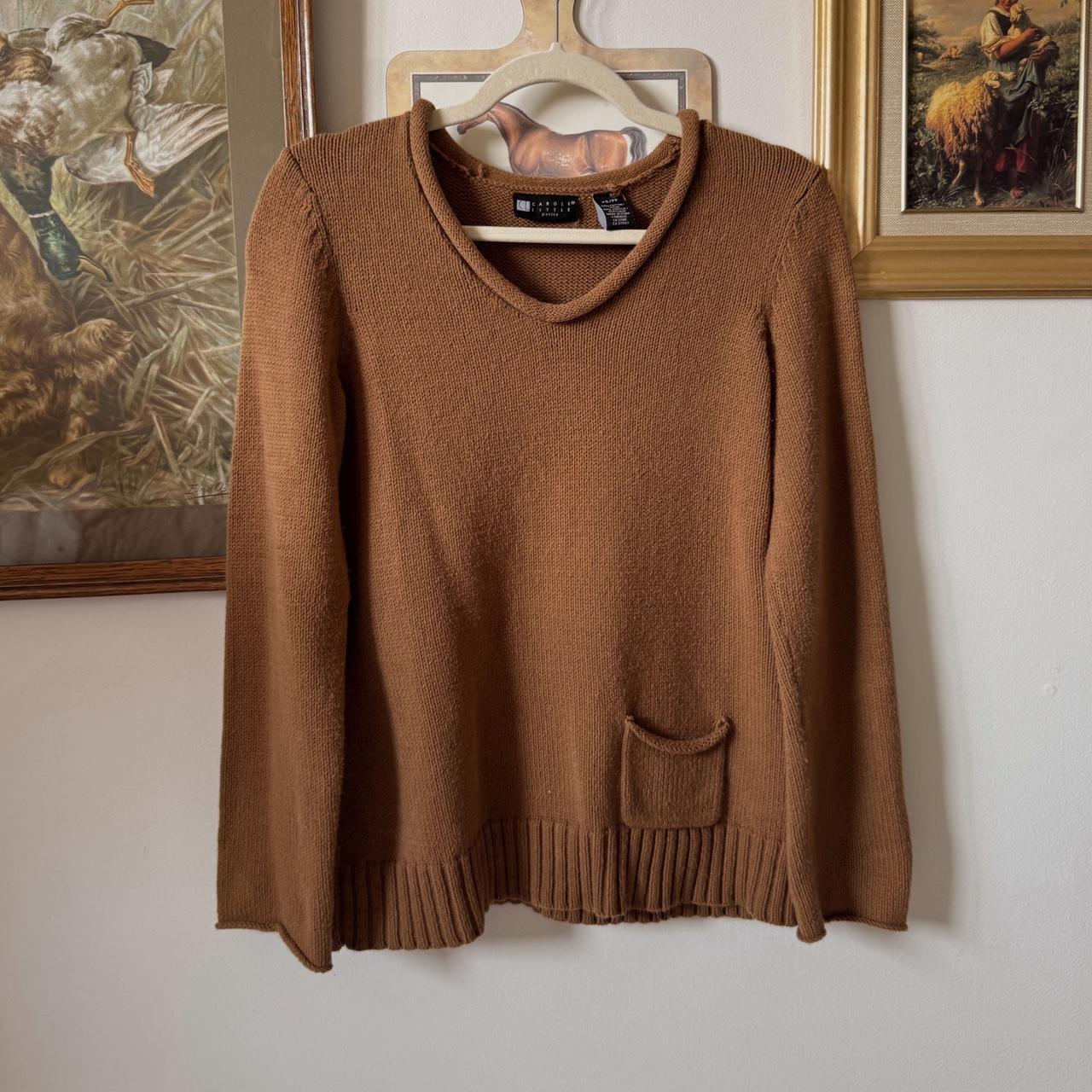 Caramel brown soft knit sweater (S)